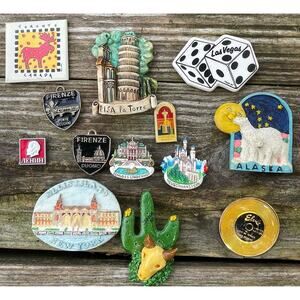 Lot of Vintage Fridge Magnet- Elvis Arizona Pisa Pa Torree Canada Vegas Etc 90s